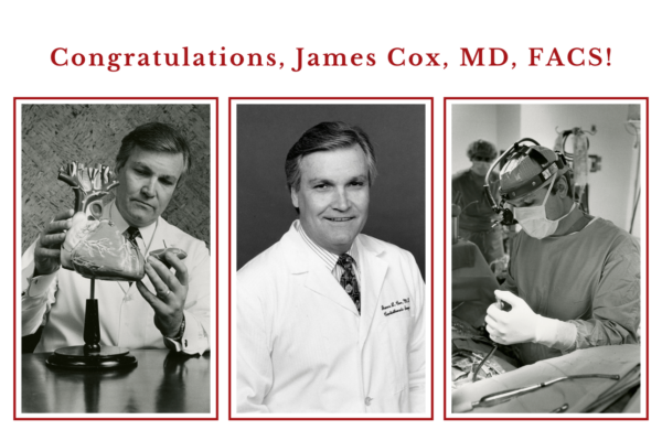 Emeritus Evarts A. Graham Professor of Surgery James Cox, MD, FACS, named recipient of the Jacobson Innovation Award