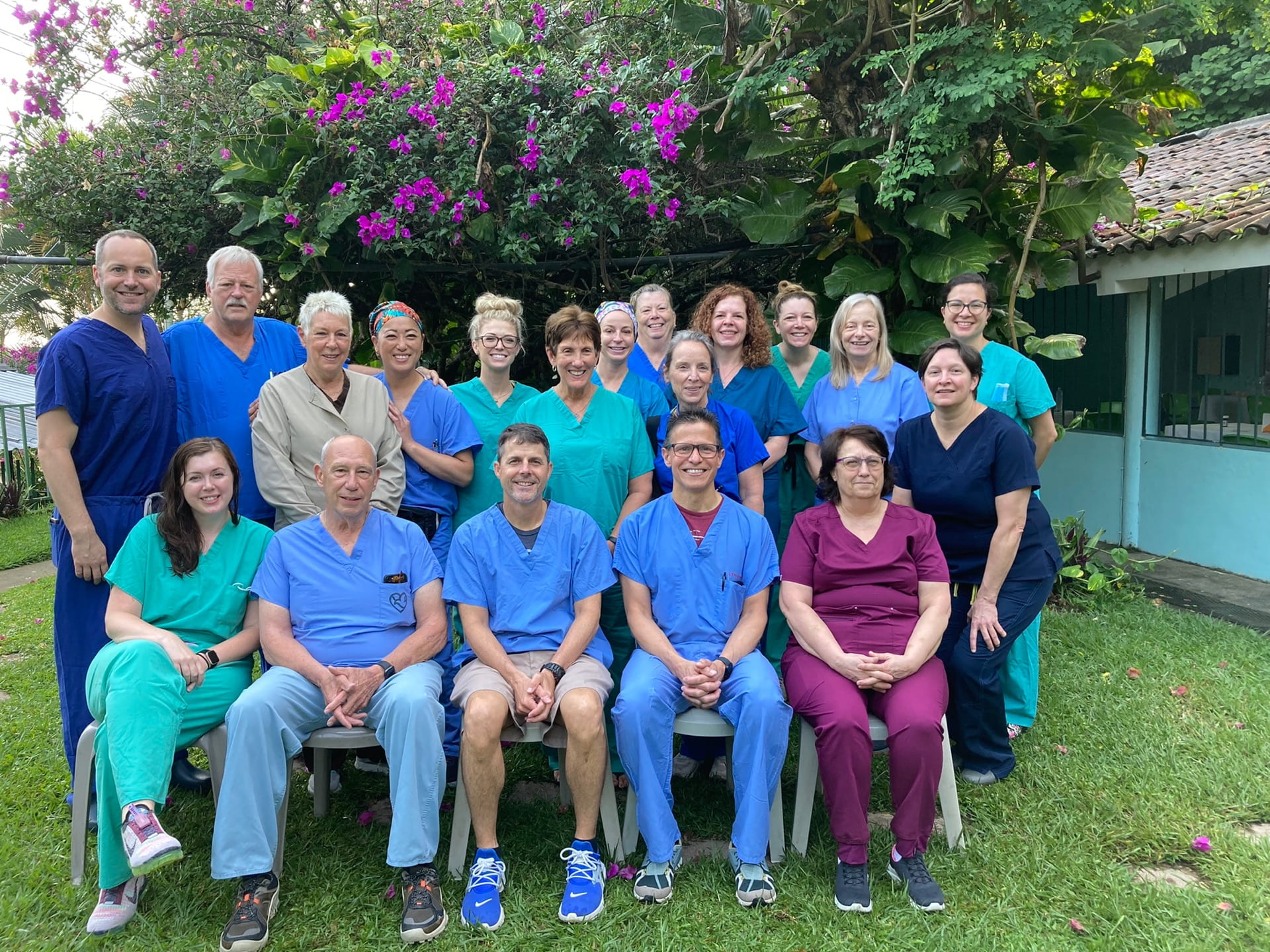 SOfA team in scrubs outside of El Salvador hospital