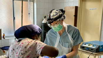 Shepherd performing surgery with a house officer at Mzuzu Central Hospital