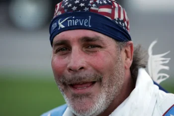 Robbie Knievel wearing American flag bandana